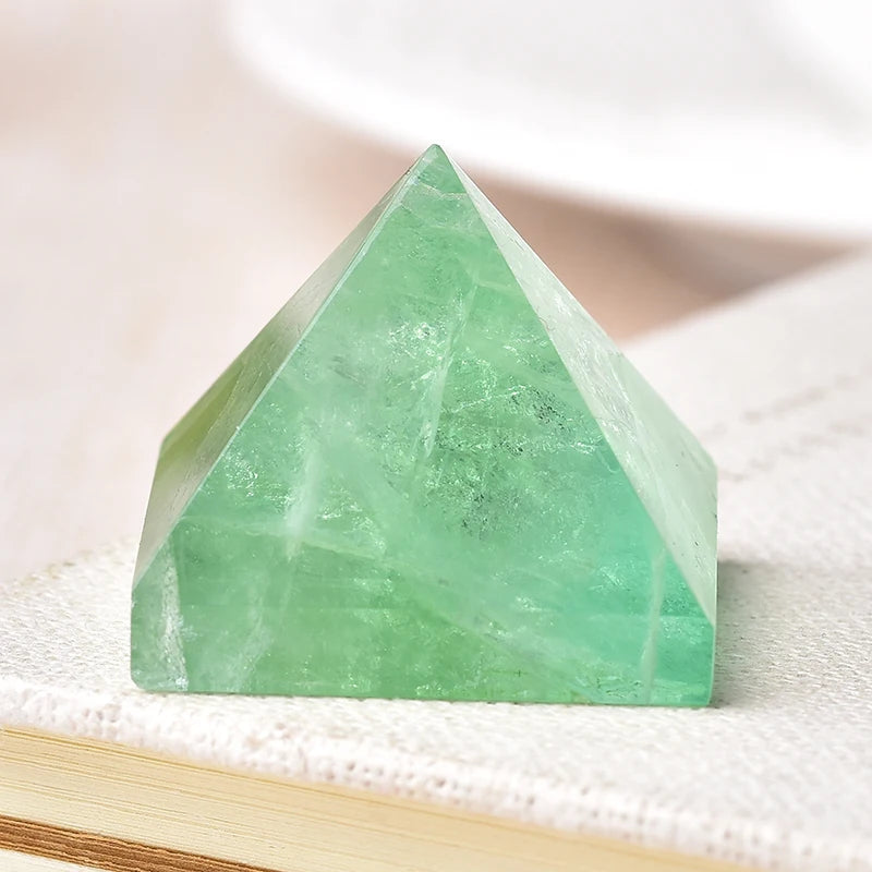 Natural Fluorite Crystal Pyramid Quartz Healing Stone Chakra Reiki Crystal Tiger Eye Point Home Decor Crafts of Gem Stone 1PC
