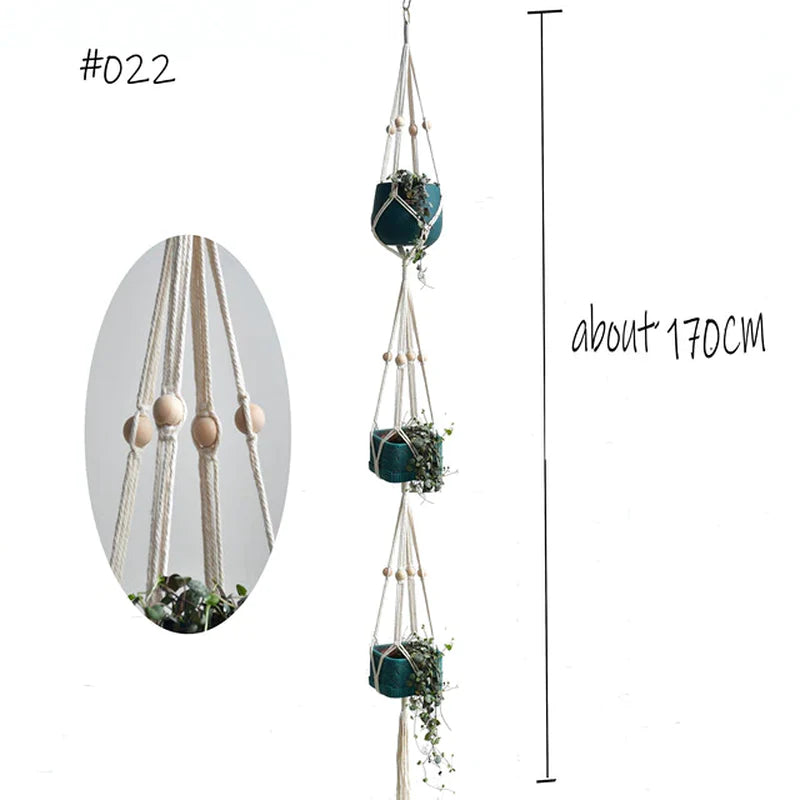 Hot Sales 100% Handmade Macrame Plant Hanger Flower /Pot Hanger for Wall Decoration Countyard Garden