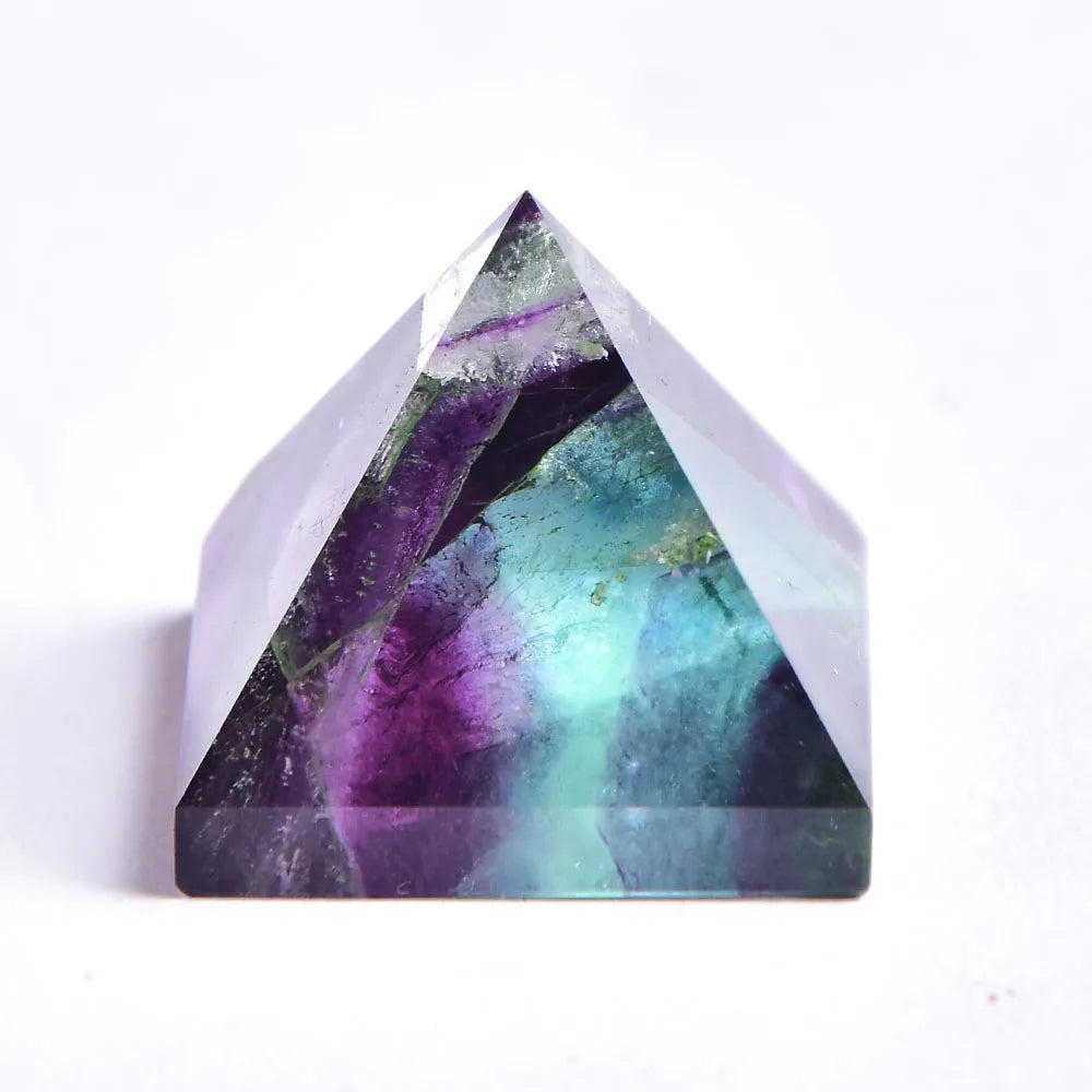 Natural Fluorite Crystal Pyramid Quartz Healing Stone Chakra Reiki Crystal Tiger Eye Point Home Decor Crafts of Gem Stone 1PC