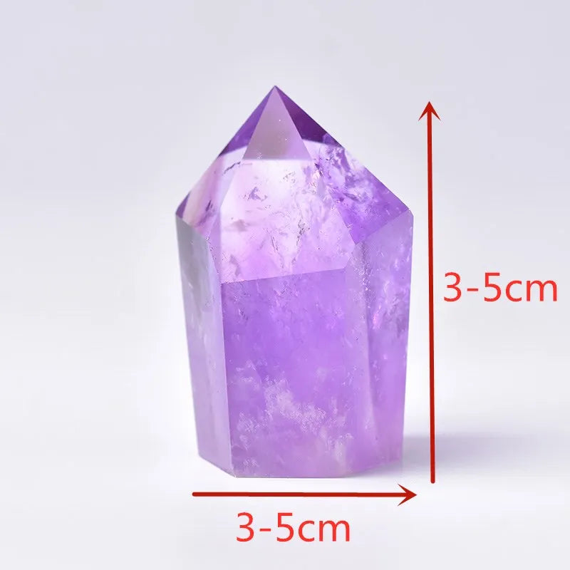 1PC Natural Amethyst Point Wand Quartz Crystal Reiki Healing Crystal Energy Stone Tower Handmade Home Decor Pyramid Ornaments