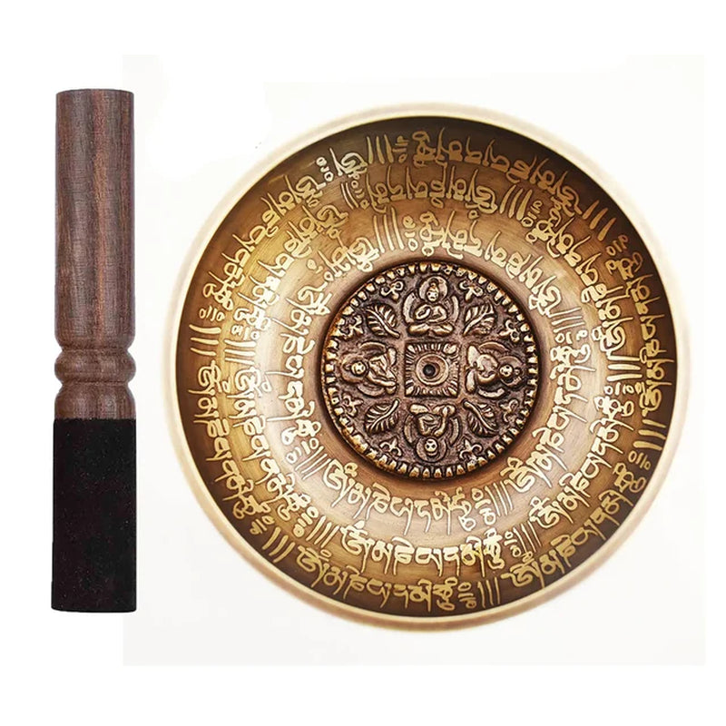 Nepal Handmade Singing Bowls Set Buddha Mantra Design Tibetan Bowl for Yoga Chanting Meditation
