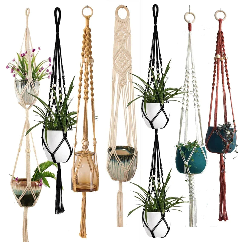 Hot Sales 100% Handmade Macrame Plant Hanger Flower /Pot Hanger for Wall Decoration Countyard Garden