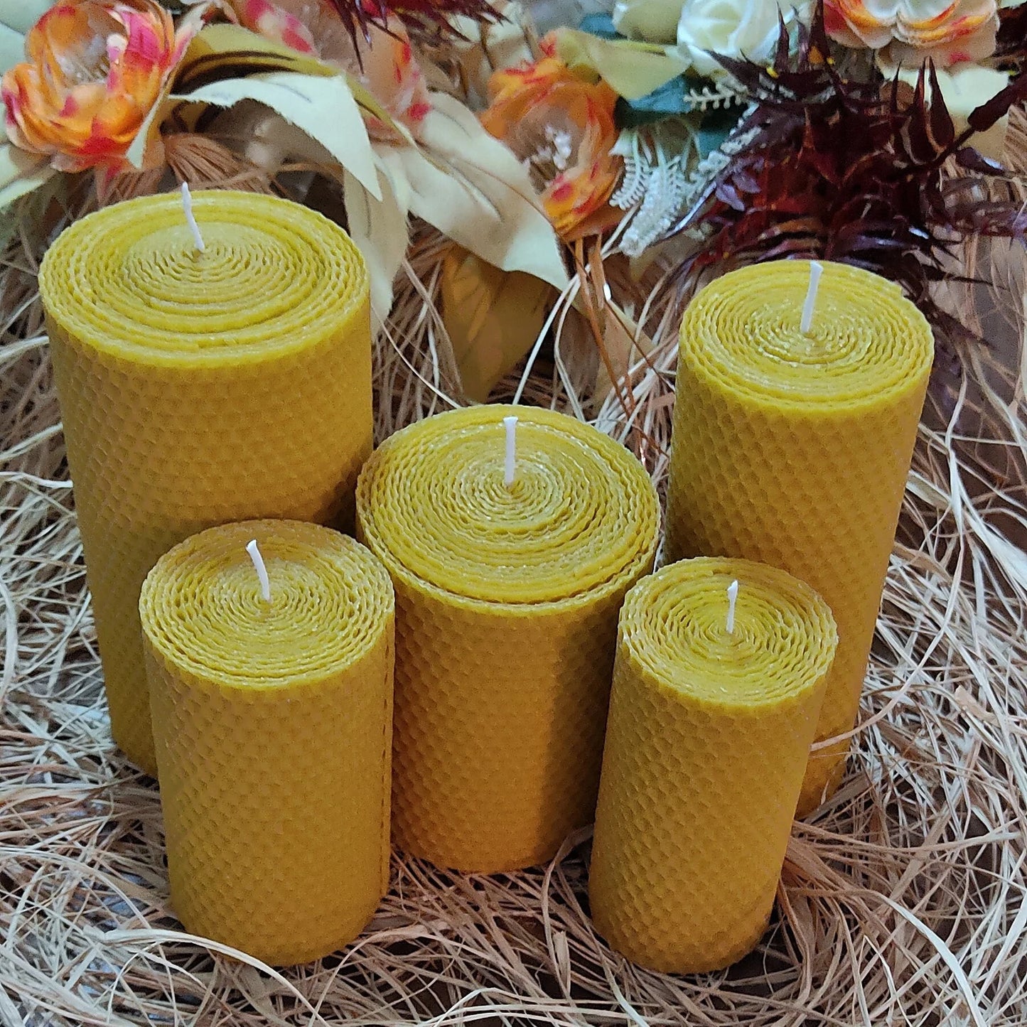 Honeycomb Beeswax Candles Set of 5, %100 Pure Beeswax Candles