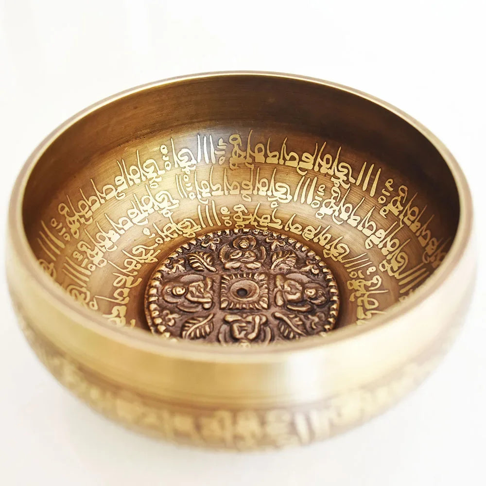 Nepal Handmade Singing Bowls Set Buddha Mantra Design Tibetan Bowl for Yoga Chanting Meditation