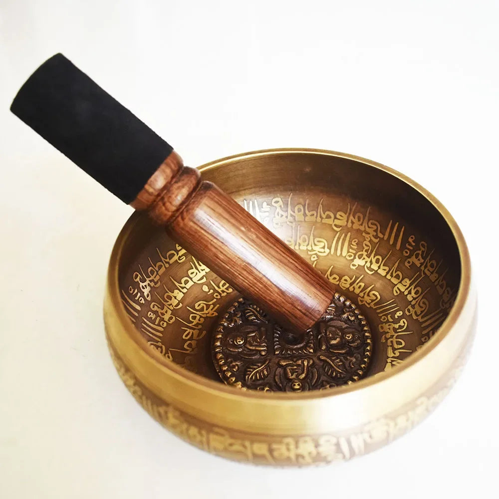 Nepal Handmade Singing Bowls Set Buddha Mantra Design Tibetan Bowl for Yoga Chanting Meditation