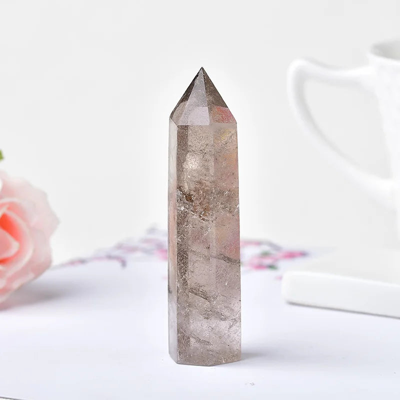 Natural Smoky Quartz Crystal Point Reiki Healing Stone Hexagonal Prisms Obelisk Wand Tower Energy Meditation DIY Gift